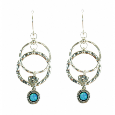 Earrings with Moving Circles and an Opal 